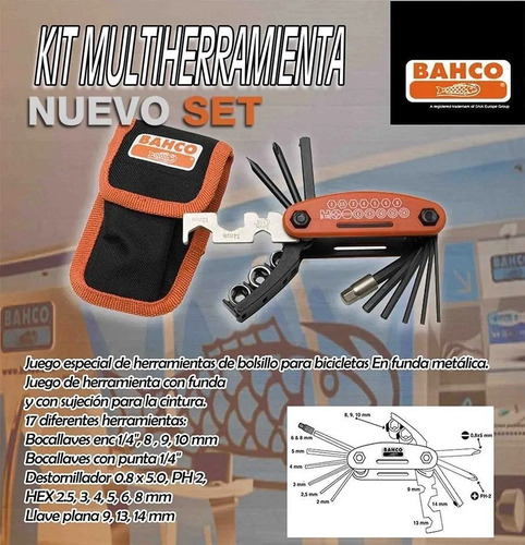 Imagen 4 de 8 de Kit Bahco Multifunción Para Bicicleta (bke850901)