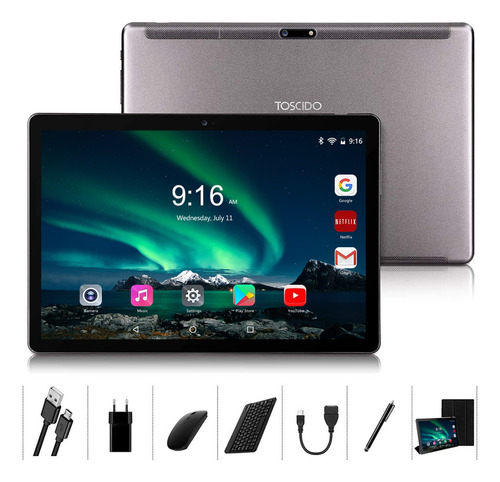 Tablet Toscido T22 10.1 pulgadas de 64GB y 4GB de memoria RAM Gris