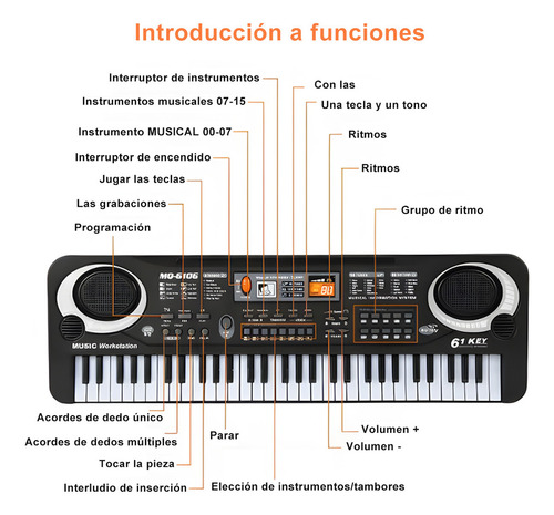 Piano De Juguete De 61teclas Para Ninos Con Microfonos