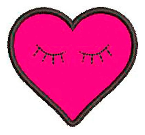 Patch Bordado Coração Com Olhinhos 4,5x5 Cm Cód.3431