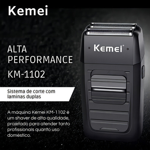Barbeador Shaver Elétrico Sem Fio Kemei 2 Lâminas Km-1102