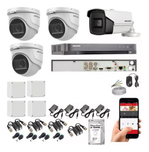 Kit Camaras De Seguridad Hikvision 8mpx-dvr 4ch+4 Cam+disco 