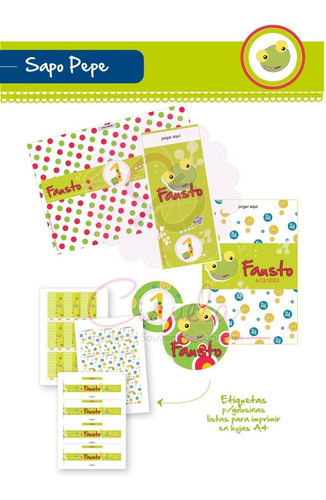 Cotillón Combo Sapo Pepe Editable Cumpleaños Candy Bar