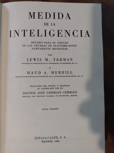 Inteligencia Prueba Stanford Binet Método De Uso Terman E6 (Usado)