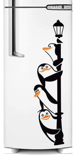 Adesivo Para Geladeira Pinguins Atrás Do Poste-g 23x98cm