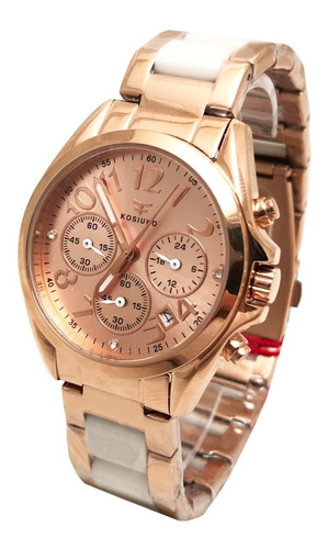 Reloj Kosiuko Mujer Dama Acero Rose Cronografo 825c.555