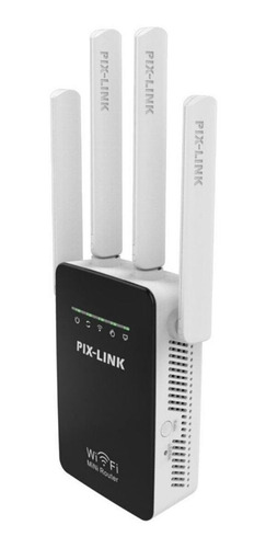 Imagen 2 de 4 de Router, Repetidor, Access point, WISP Pix-Link LV-WR09 blanco y negro 100V/240V
