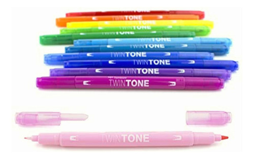 Tombow 61526 Juego De Marcadores De Doble Tono, Arcoíris,