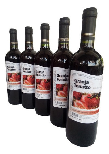 Vinho Tinto De Morango 750 Ml Granja Tonatto Combo 5