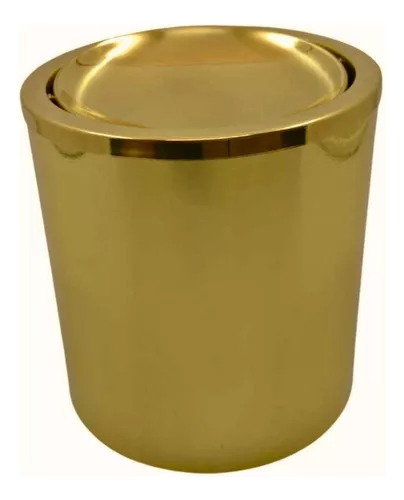 Lixeira Cesto Banheiro Basculante Latão Gold Dourado 05 L Wc