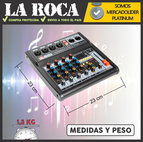 Mixer Interfaz Usb Consola 4 Canales Grabacion Efectos Cuota