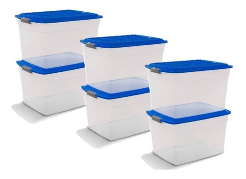 Caja Plástica Con Tapa 42lts Colombraro - Pack X 6 Unidades