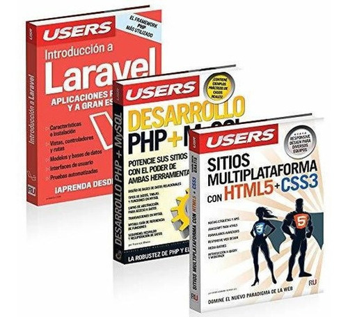 Php, Laravel, Mysql, Html, Css3, Javascript. Pack 3, de Staff Users. Editorial Crative Andina Corp. en español
