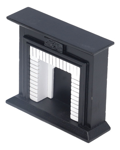 Chimenea Dollhouse 1:12 Retro De Abedul Blanco Y Negro