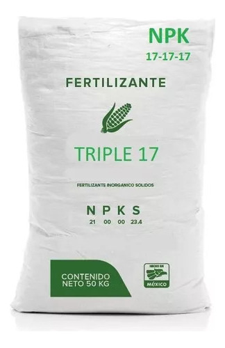 50 Kg Fertilizante Abono Triple 17 Alto En Nutrientes Jardín