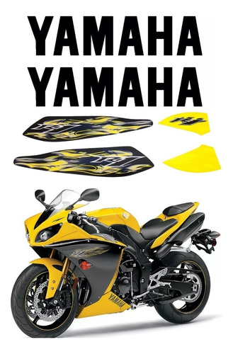 Kit Adesivo Para Yamaha R1 2009 14143 Cor Preto/amarelo