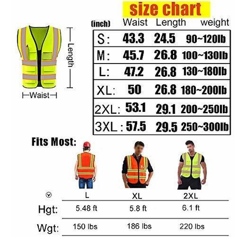 Seguridad Chaleco Reflectante Visibilidad 5 Bolsillo