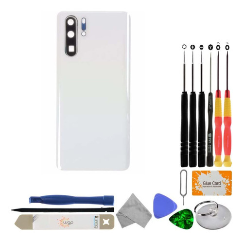 Cristal Trasero Lente Camara Para Huawei P30 Pro Blanco Kit