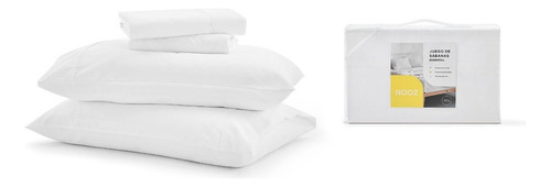 Juego De Sábanas Nooz Microfibra Tamaño Individual Color Blanco Diseño de la tela Liso