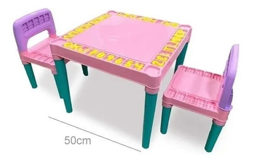 Imagem 1 de 3 de Mesa / Mesinha Infantil 2 Cadeiras Plástica Educativo Tritec