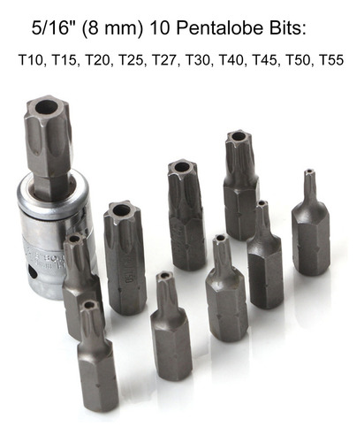 Juego De 34pzs Puntas E-torx 3/8'' 5/16'' Para Llave Socket