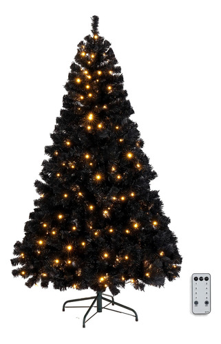Vingli Arbol De Navidad Artificial Preiluminado Negro De 6 P