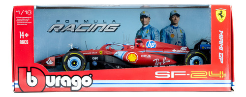 Auto Bburago F1 Ferrari Sf-24 Edición Miami Gp a Escala 1:18 Leclerc #16 Color Rojo con Azul Coleccionable
