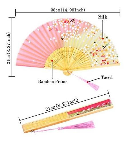 Imagen 3 de 4 de Amajiji 8.27 (21cm) Ventilador De Mano De Seda De Bambú,chin