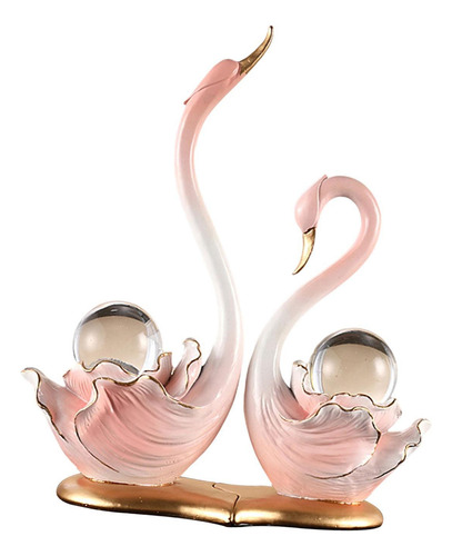 2 Piezas Figuras De Cisne Escultura Manualidades De Rosa