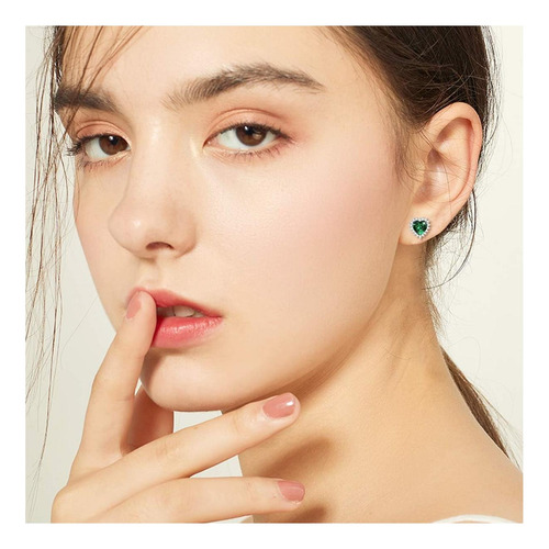 Popkimi Pendientes De Esmeralda Para Mujer De Plata De Ley