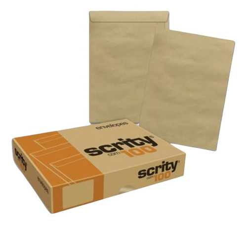 Envelope A4 Saco Kraft Natural 22x32cm Scrity 100 Unidades Cor Pardo