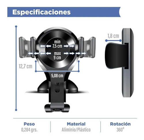 Imagen 3 de 10 de Soporte Celular Auto Gravity Car Mount - Baseus Bs