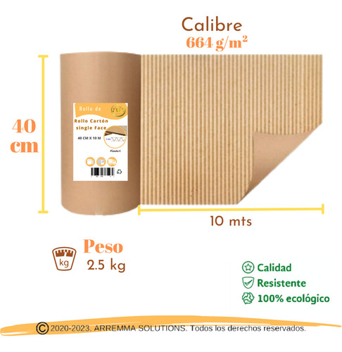 Carton Papel Corrugado Single Face Flauta C 40x10