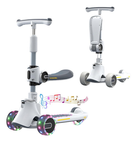 Monopatín Con Asiento Scooter Para Niños Con Luces Y Música