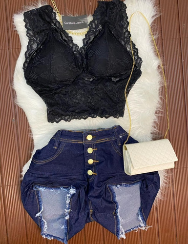 Conjunto Shorts Variados + Cropped Renda Plus Size