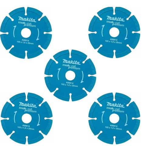 Disco Diamantado P/ Concreto A88814 Premium Makita Cx 5 Pçs Cor Azul-turquesa