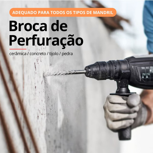 Broca Vídea Fura Parede Concreto 10mm X 160mm Sds Plus 05 Un