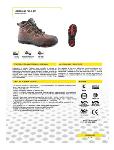 Zapato De Seguridad Botin Nitro 655 Pull Up Segman | Cuotas sin interés