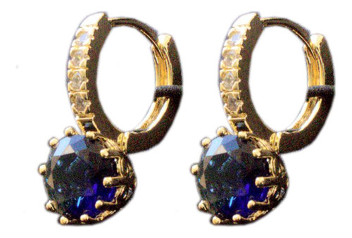 Arracadas Aretes Oro Laminado 14k Zafiro Azul Elegantes