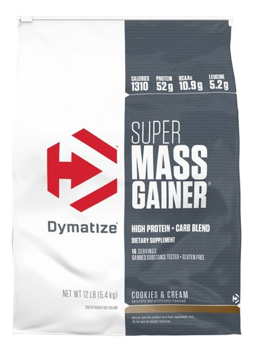 Super Mass Gainer Dymatize 12 Lbs Ganador De Masa Muscular Sabor Cookie Cream