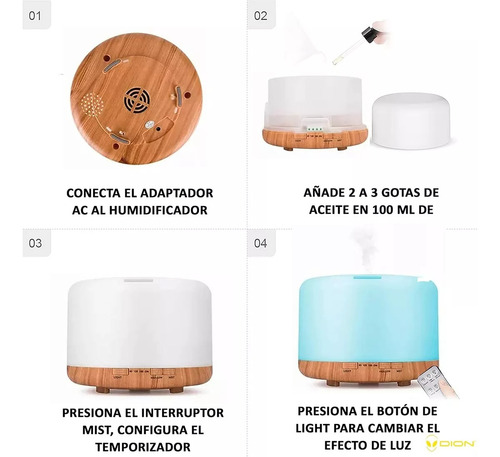 Humidificador Difusor Bamboo Ultrasonico 300ml 7 Colores Color Blanco