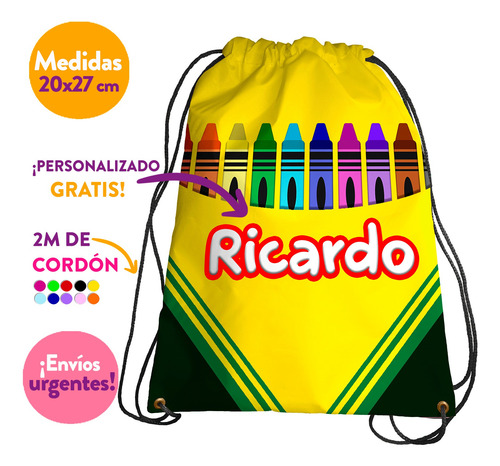 30u Dulceros Morralitos Recuerdos Bolo Crayola Personalizado