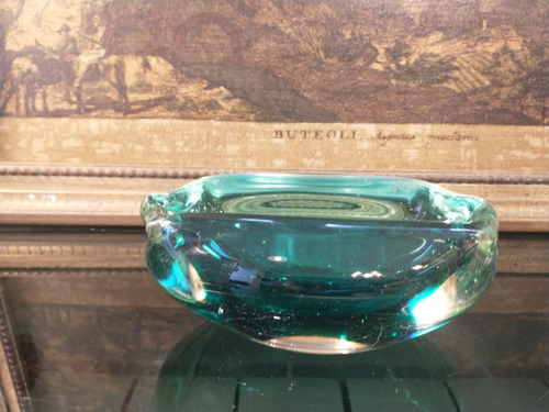 Antiguo Despojador Cenicero Cristal De Murano Verde