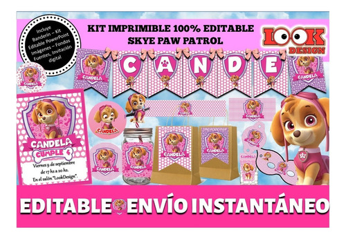 Kit Imprimible Candybar Skpe Paw Patrol 100% Editable