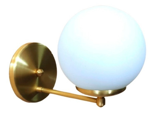 Lampara Aplique Recto Pared Bronce Globo Opal 1 Luz