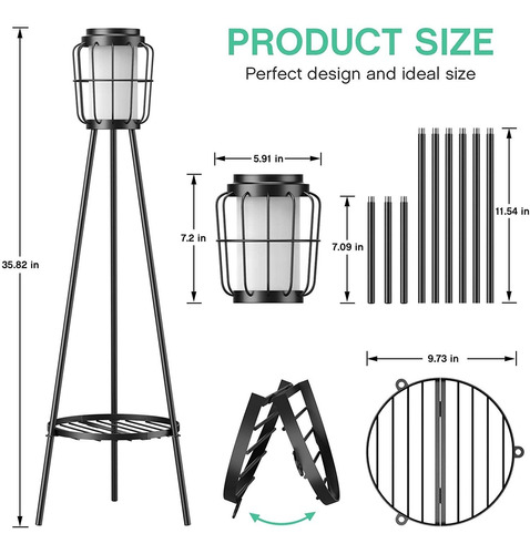 Lámpara Solar Al Aire Libre Con Soportes Para Plantas, Lámpa