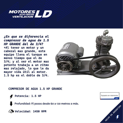 Compresor De Agua 1.5 Hp Completo Bombeador Para Pozo
