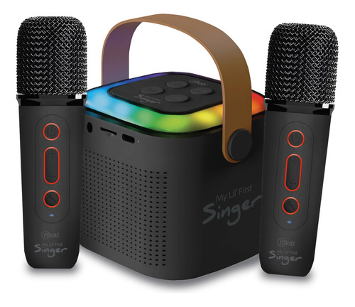 Parlante My Lil First Singer Luz Rgb 2 Mic Inalam Mlab 09393 Color Negro
