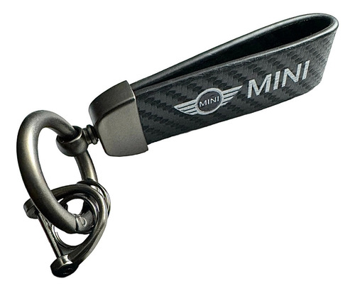 Llavero Auto Mini Couper Cuero Y Zinc En Caja Gancho Colgar Color Negro