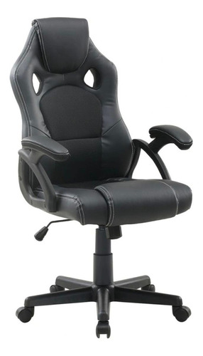 Cadeira de escritório Trevalla TL-CDG-06 gamer ergonômica  preta com estofado de couro sintético
